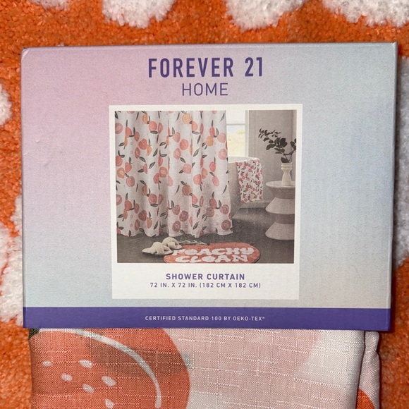 F21 Home Peachy Clean Bathmat and Shower Curtain - Picture 2 of 4